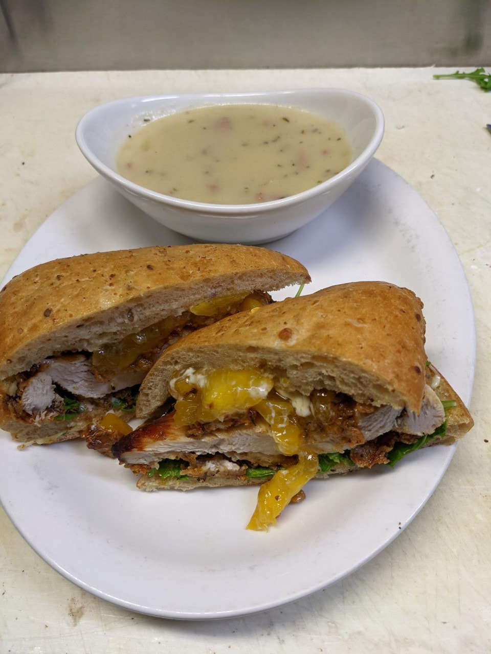 Sandwich with soup of the week